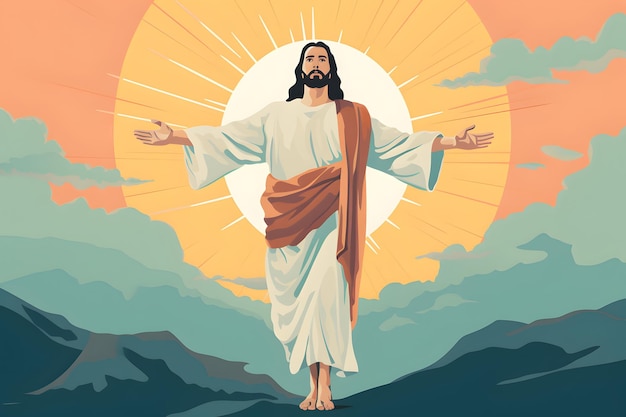 El Jesucristo resucitado ascendiendo hacia el cielo Dios Cielo y el concepto de la Segunda Venida