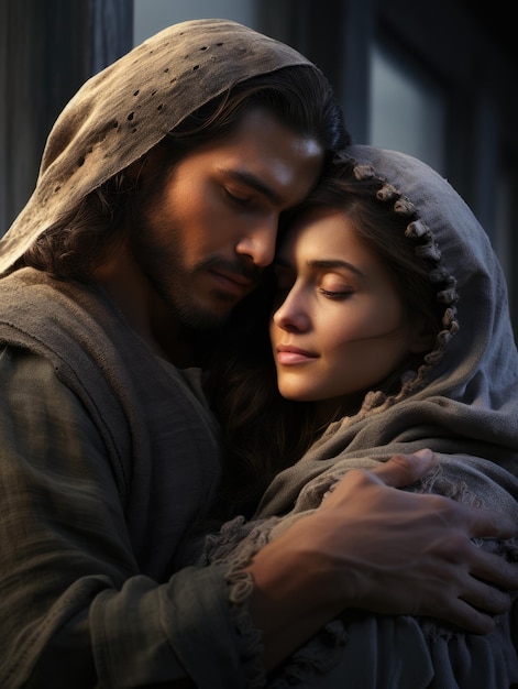 Jesucristo viaja con una niña Amor romance tomados de la mano familia virgen maría religión cristianismo fiesta santa