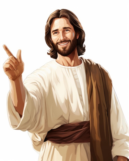 Foto jesus apontando para algo com a mão direita