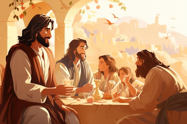 Jesus bei der Hochzeit in Kana digitales Bild
