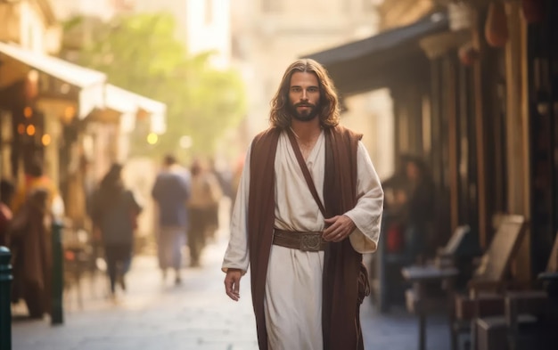 Jesús caminando por la calle IA generativa