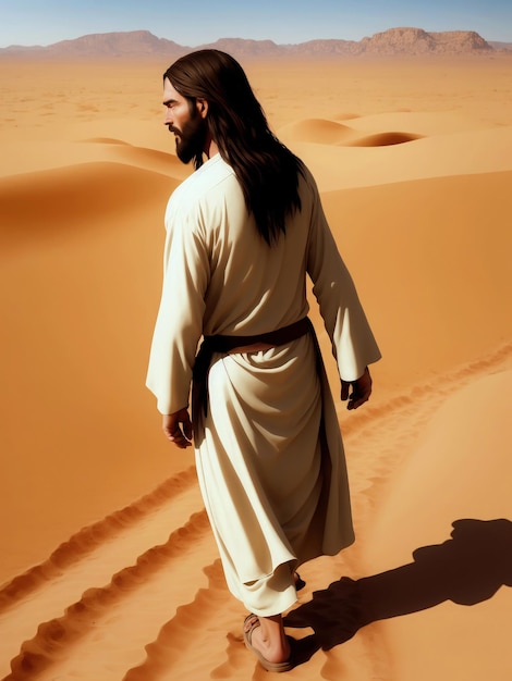 Jesús caminando en el desierto