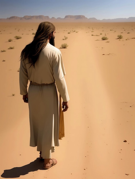 Jesús caminando en el desierto