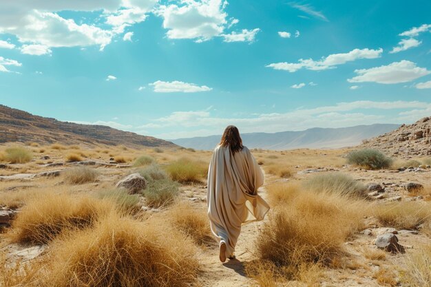 Jesus caminhando pelo deserto