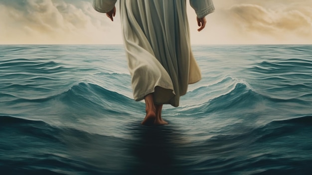 Foto jesus caminhando sobre a água