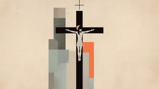 Jesus Christus gekreuzigt minimalistisches Design Kreuz Christentum Generative KI