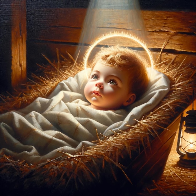 Jesus Christus in einer Krippe Neugeborenes in Bethlehem
