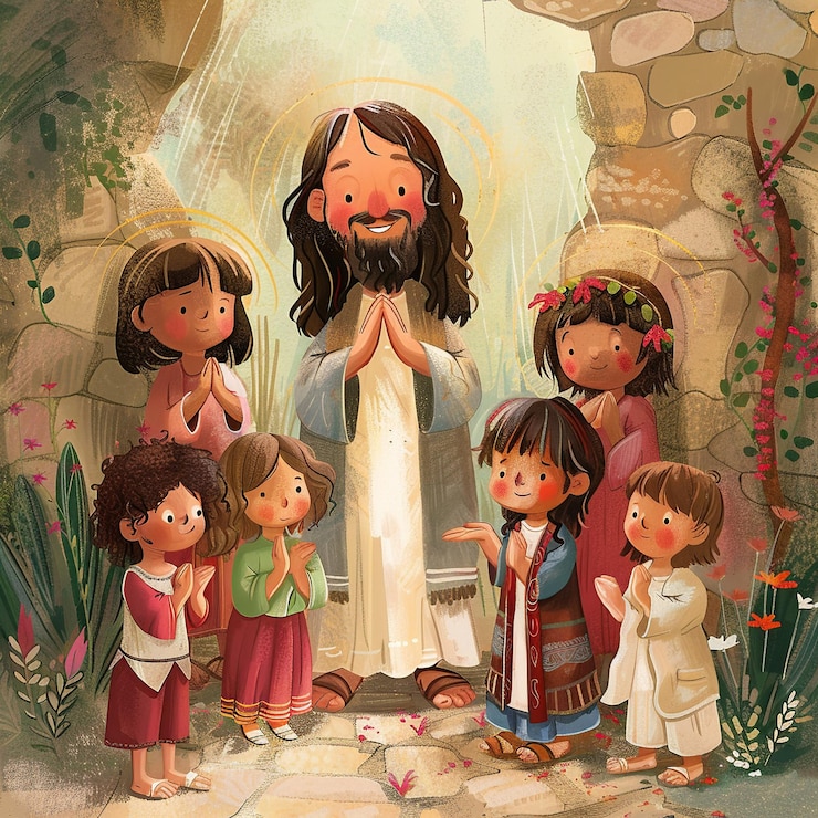 Foto jesus com crianças.