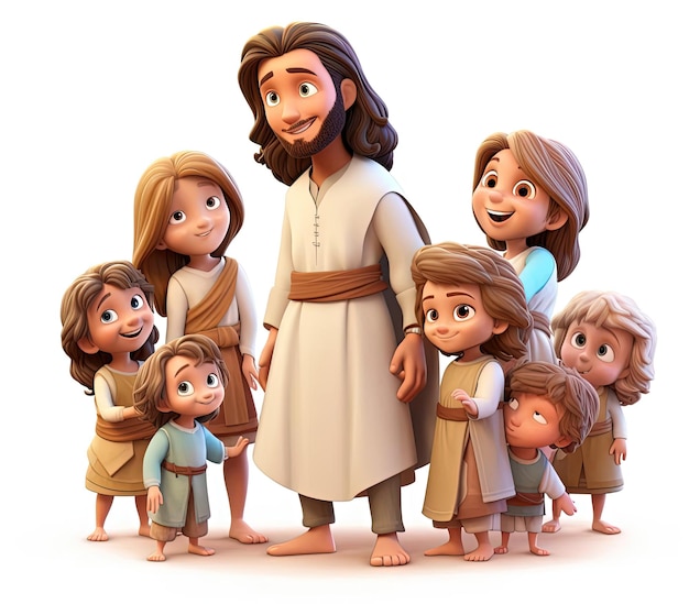 Foto jesus com um grupo de crianças ilustração de estar em torno dele