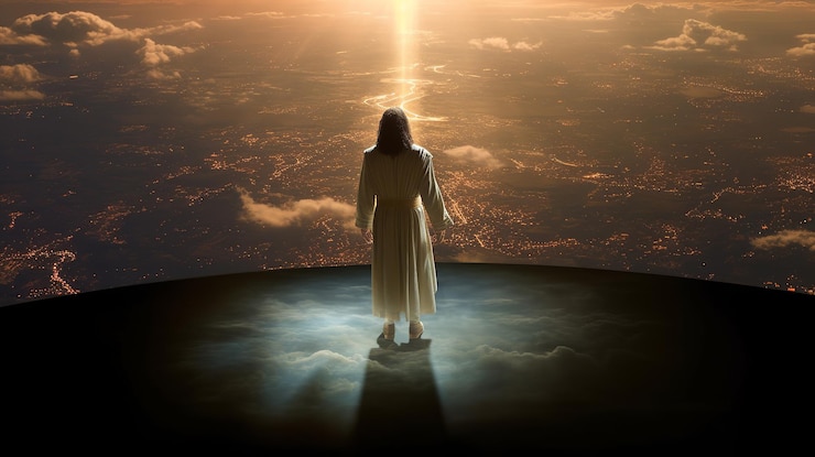Foto jesús contemplando la tierra