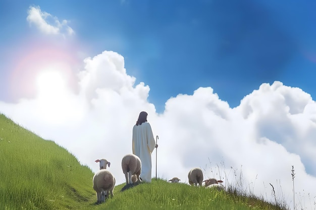 Jesus Cristo, bom pastor e rebanho de ovelhas