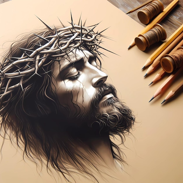 Foto jesus cristo com a coroa de espinhos para a semana santa da páscoa