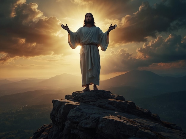 Jesus Cristo debaixo das montanhas