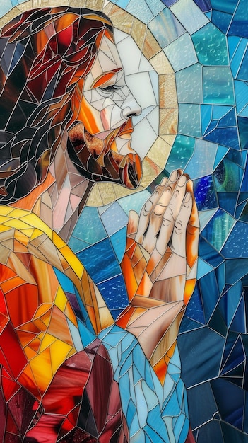 Jesus Cristo em estilo de mosaico ícone religioso como Deus que criou o nosso mundo