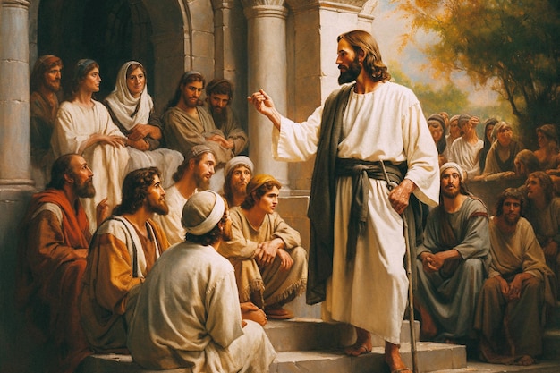 Jesús dando discurso a sus seguidores