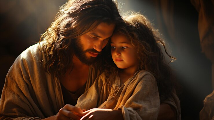 Foto jesus e a criança generativo ai