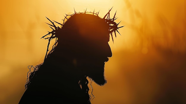Jesús es una silueta, una corona de espinas.