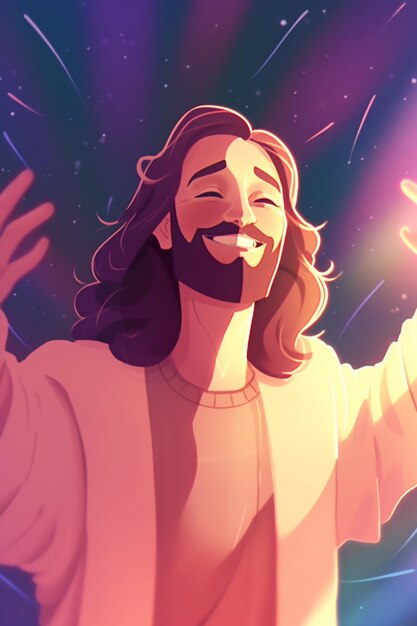 Foto jesus está segurando uma luz brilhante em sua mão