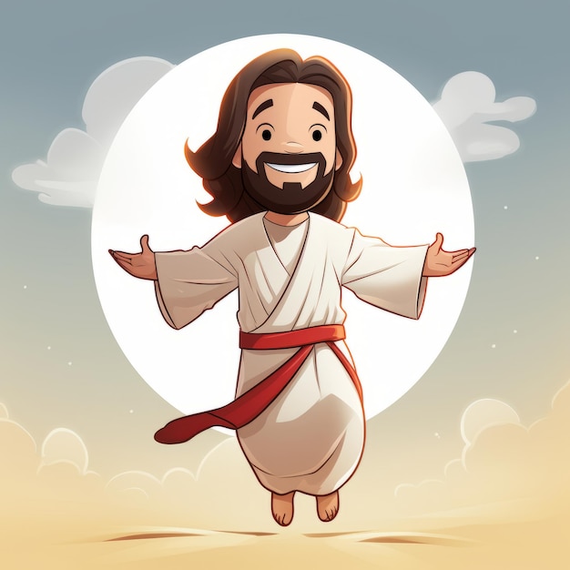 Foto jesús gozoso una caricatura conmovedora que representa la felicidad de cristo