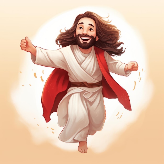 Jesús gozoso Una caricatura conmovedora que representa la felicidad de Cristo