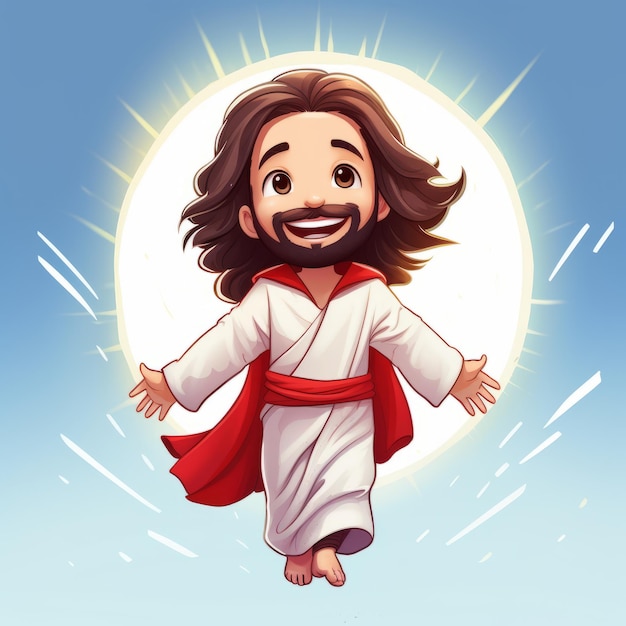 Jesús gozoso Una caricatura conmovedora que representa la felicidad de Cristo