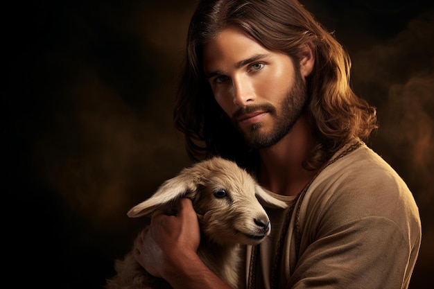 Jesus hält ein Lamm