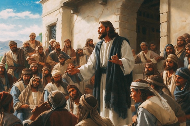 Jesus hält eine Rede zu seinen Anhängern