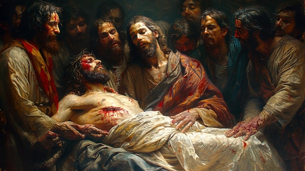 Jesus heilt den Kranken und den Lahmen, berührt ihn Wandpapier