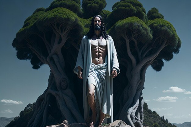 Jesus in der Natur in voller Aufnahme