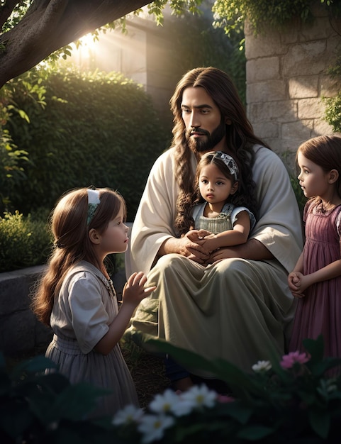 jesus junto con algunos niños