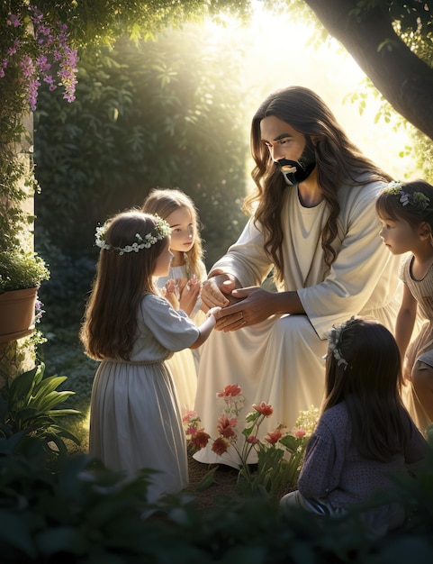 jesus junto con algunos niños