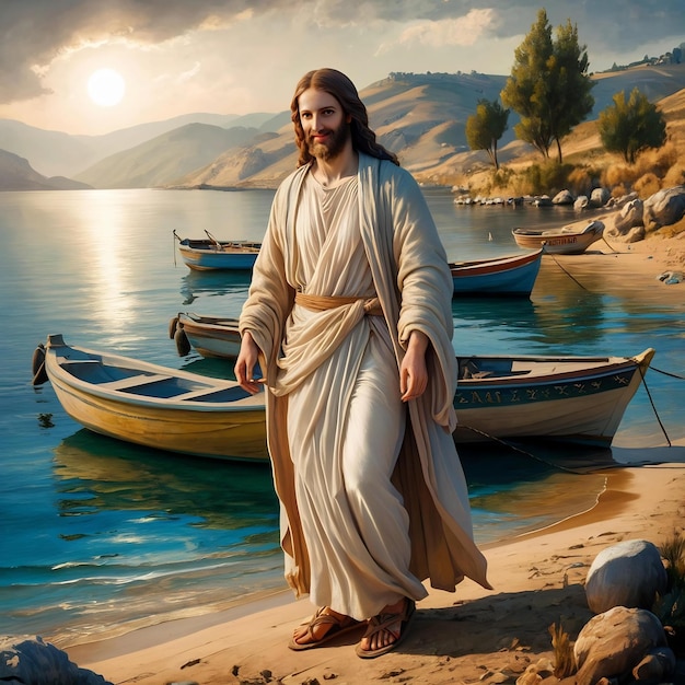 Foto jesus junto ao mar da galiléia ai generativo