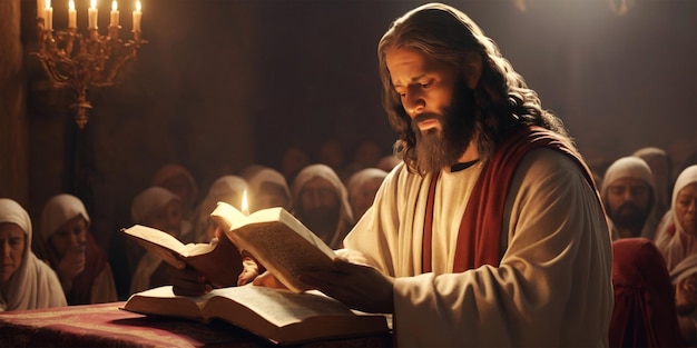 Jesús leyendo la biblia en la Girja