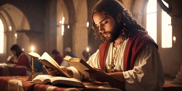 Jesus liest die Bibel in der Girja