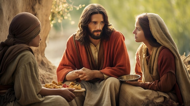 Jesús con María y Marta