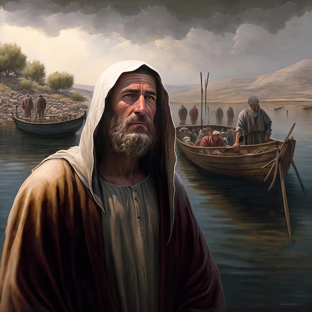 Jesus no Mar da Galileia AI Generative