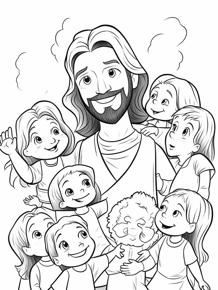 Foto jesús páginas para colorear para niños generativo ai