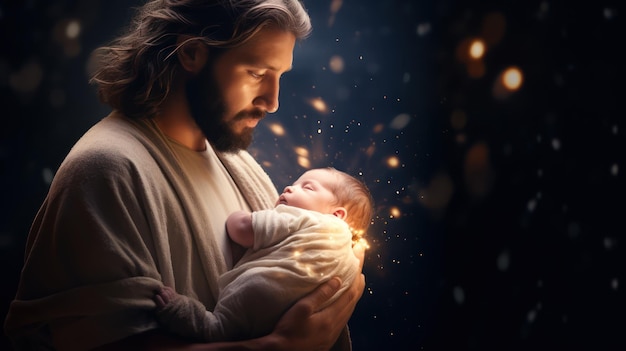 Jesus segurando um bebê