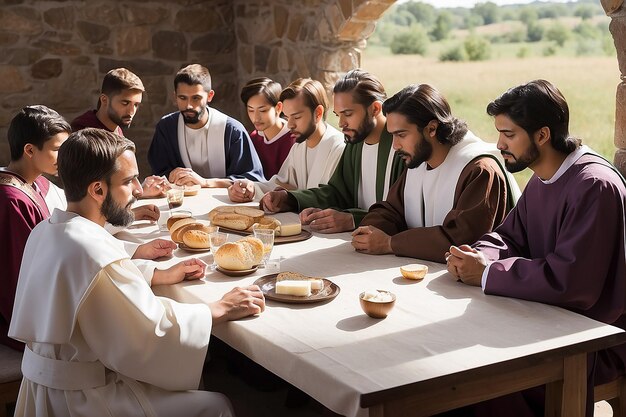 Jesús se sentó con sus discípulos para la Santa Comunión