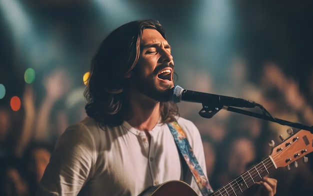 Jesus singt im Konzert christliches Anbetungskonzept Generative KI