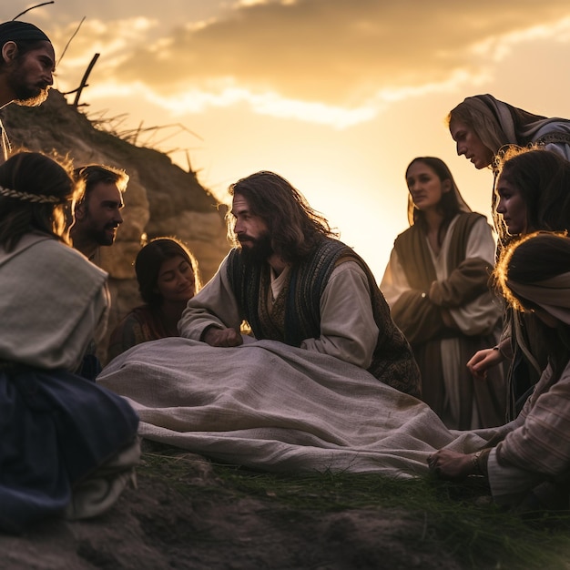 Jesús con sus seguidores en un momento de comunión