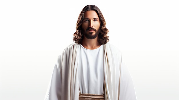 Foto jesús está vestido con una túnica blanca