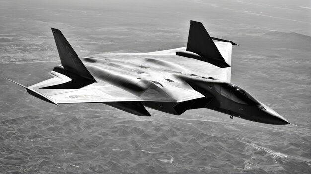 Foto jet de combate en blanco y negro