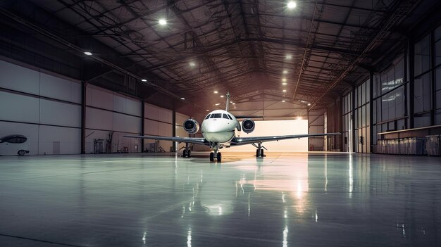 Jet de negócios de luxo no Hangar Ai generativo