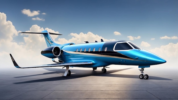 Un jet privado deportivo con combinación de colores azul y negro. | Foto  Premium