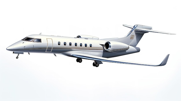 Jet privado executivo voando alto no céu azul gerado por IA