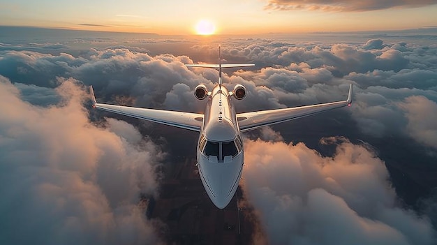 Jet privado Gulfstream por encima de las nubes