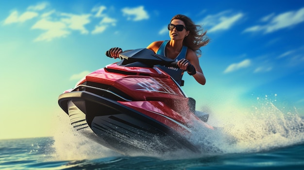 Jet-Ski, das durch das Meer segelt