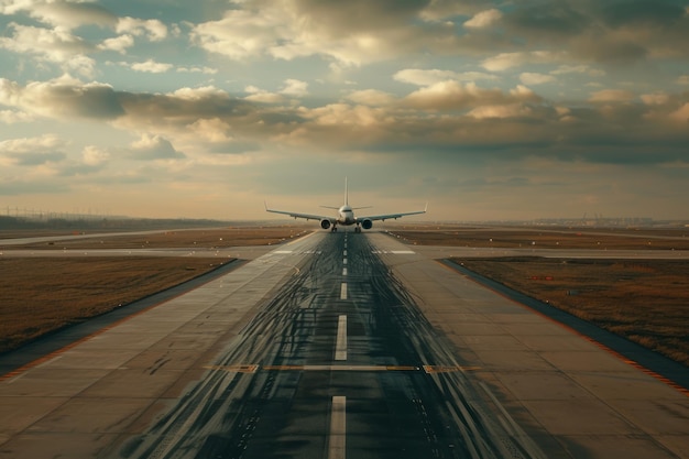 Jetliner landet anmutig auf der Start- und Landebahn und strahlt Reisebereitschaft aus auf dem geschäftigen Flughafen
