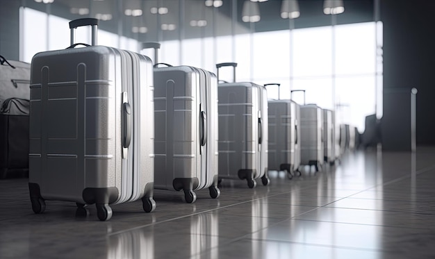 Jetsetters unen maletas en las puertas del aeropuerto Creando utilizando herramientas de IA generativas